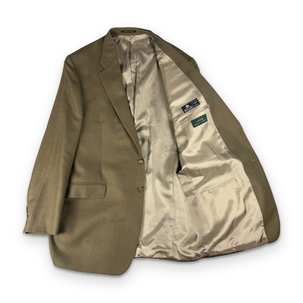 Lauren Ralph Lauren Wool Blazer 46L Brown Herringbone Windowpane Check Canada